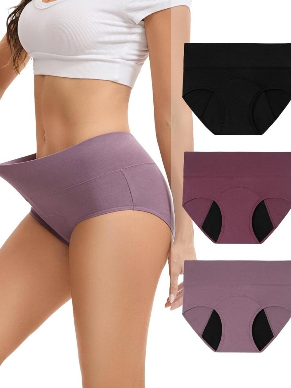 Leakproof High Waisted Period Underwear for Women - Cotton Menstrual Panties 3